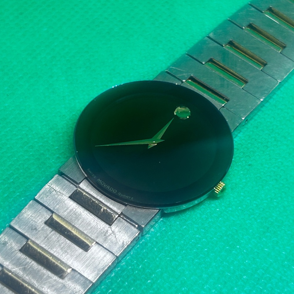 Movado Silver and Black Quartz Watch